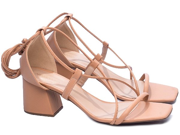 Sandália Salto Bloco Triangular Blush de Amarrar Tamanhos Especiais 39 ao 44 AVS 4000-72A_AR