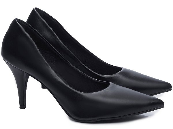 Sapato Scarpin Clássico Salto Fino 8,5cm Napa Preto Tamanhos Especiais 39 ao 44 AVS 8000-02E_AR