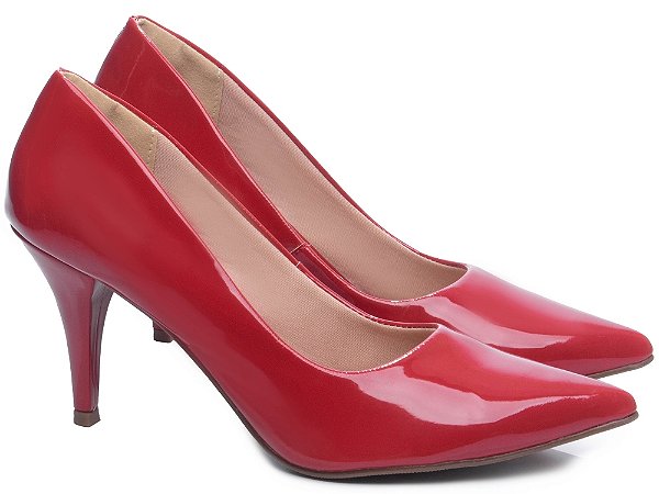 Sapato Scarpin Salto Fino 8,5cm Verniz Vermelho Tamanhos Especiais 39 ao 44 AVS 8000-02D_AR