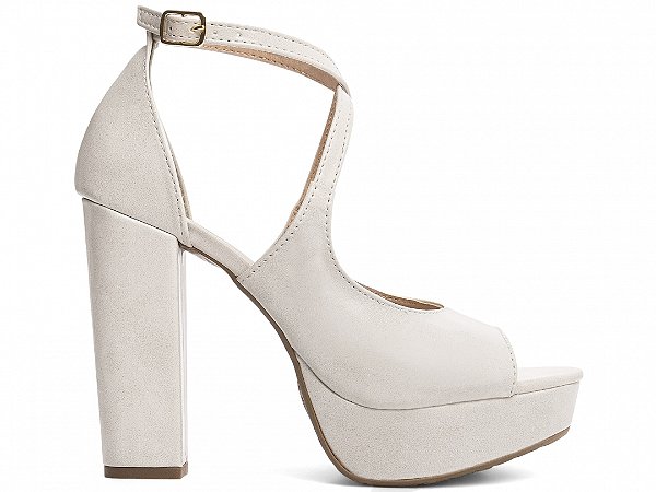 Sandália Meia Pata Salto Grosso 11cm Napa Off White Torricella Design Impecável AVS 1000C