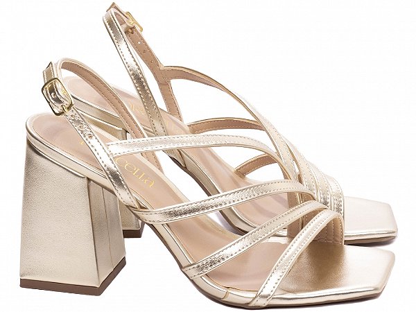 Sandália Feminina Salto Bloco Ouro Light Torricella AVS 260B