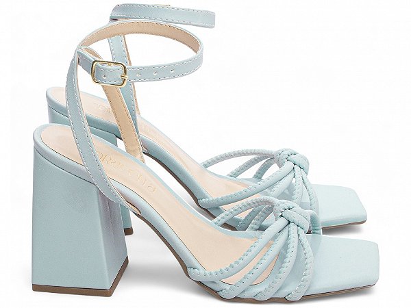 Sandália Feminina Azul Salto Grosso Torricella em Napa com Fivela Ajustável AVS 104G