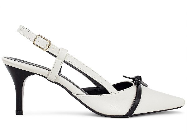 Sapato Scarpin Slingback Off White Salto Fino Médio AVS 600.12I
