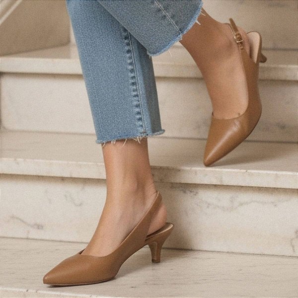 Sapato Scarpin Slingback Caramelo Salto Kitten Heel Caramelo Torricella AVS 2928-2B