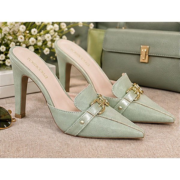 Sapato Scarpin Mule Salto Alto Napa Verde Torricella AVS 67055E