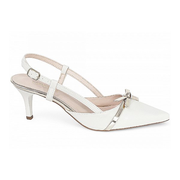 Sapato Scarpin Slingback Napa Off White Ouro Light Salto Fino Torricella AVS 600.12E