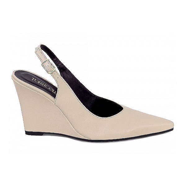 Scarpin Slingback Salto Anabela Corte V Bege Torricella AVS 99.056B