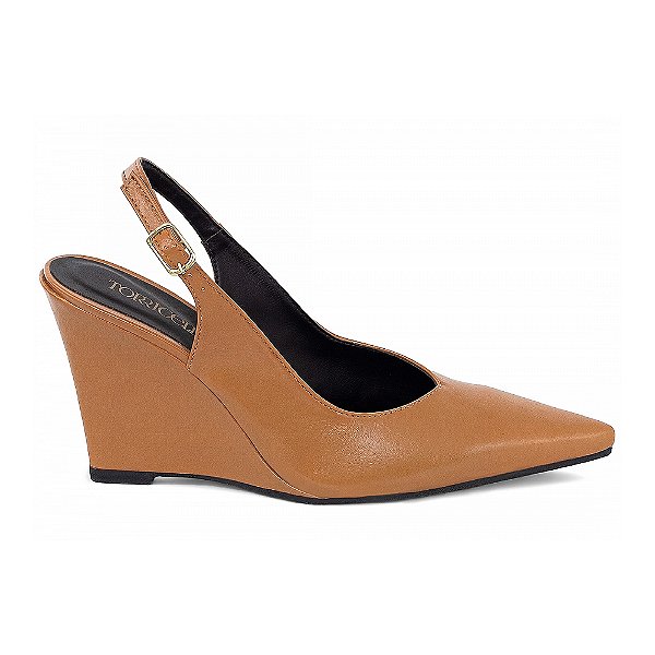 Scarpin Slingback Salto Anabela Corte V Caramelo Torricella AVS 99.056C