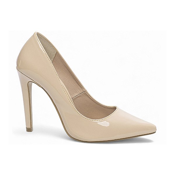 Sapato Scarpin Salto 12 Verniz Bege Torricella AVS 80000B