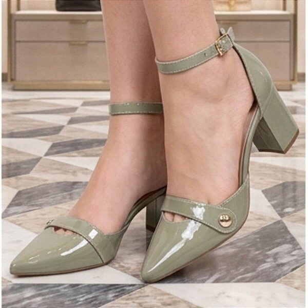 Sapato Scarpin Salomé Mary Jane Verde Salto Grosso Torricella AVS 600.23E