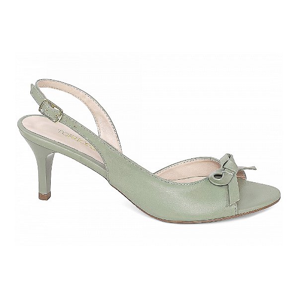 Sandália Slingback com Laço Salto Médio Fino Verde Torricella AVS 200.37D