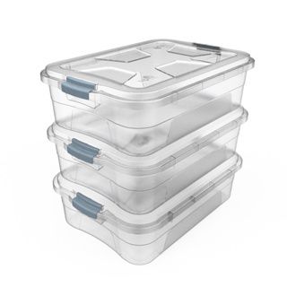 Kit 3 Caixas organizadoras - Linha Transparente - 28 Litros com travas
