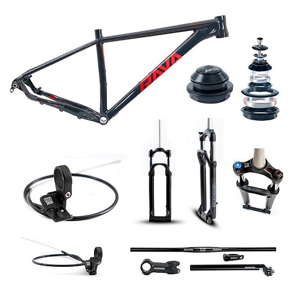 Kit Quadro Bicicleta Rava Cave C/ Acess e Susp 29x17 Cz/Verm
