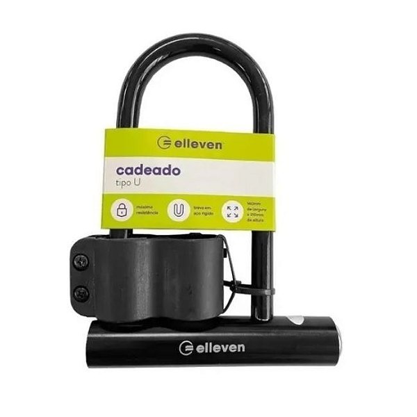 Cadeado Trava Tranca Bicicleta Bike Elleven Tipo U 14x21cm