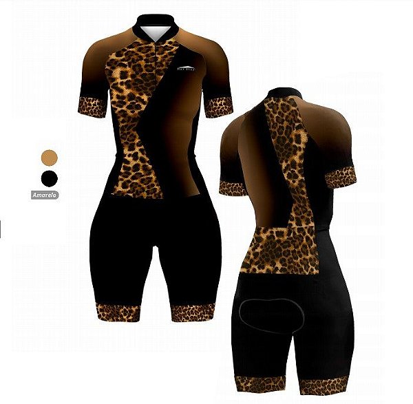 Macacão roupa feminina ciclismo bike hotplay ml35 pt/am Onça