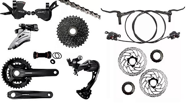Kit Transmissão Shimano Alivio Completo Com Freio Hid. 2x9v