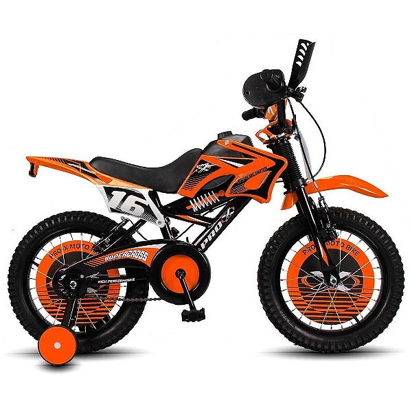 Moto SuperCross Bicicleta Bike Infantil Pro-X Aro 16 Laranja