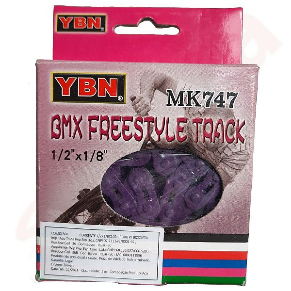 Corrente Grossa Para Bicicleta Bike YBN MK747 1/2X1/8/102L Roxa
