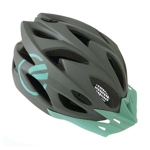 Capacete Bicicleta Ciclismo Mtb Elleven M Cinza/Turq.