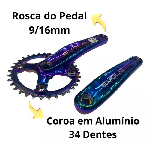 Pedivela Engrenagem Bicicleta Bike Evolo Camaleao 34D 175mm Alum.