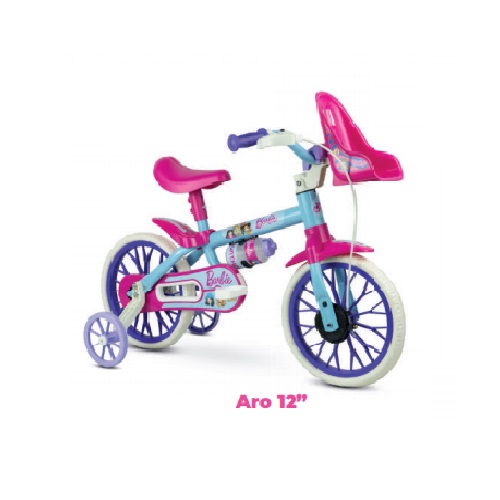 Bicicleta Bike Infantil Criança Kids Aro 12 Nathor Barbie