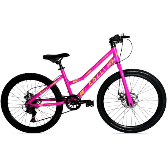 BICICLETA COLLI LONDRES ARO 24 F.DISCO 7V ROSA NEON (BIKERNAUTA)