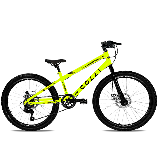 BICICLETA COLLI AIRON ARO 24 F.DISCO 7V AMARELO NEON (BIKERNAUTA)