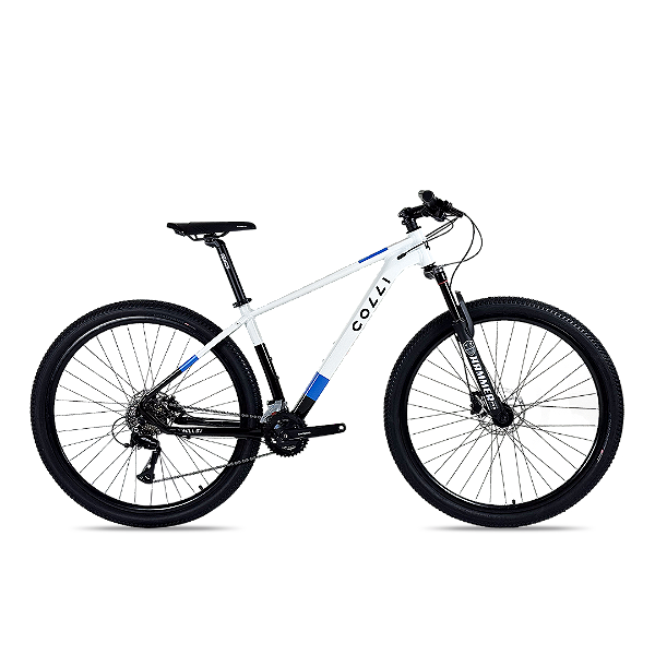 BICICLETA COLLI HILLS ALUMINIO 29X15'' MOD 2026  BRANCO/AZUL/PRETO ACERA 2X8V (BIKERNAUTA)