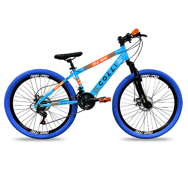 BICICLETA COLLI GRAU ARO 26 AÇO F.DISCO 21V AZUL CHAMPANHE  (BIKERNAUTA)