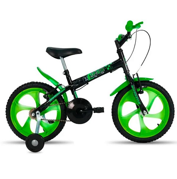 BICICLETA HOUSTON PIX ARO-16 PRETA / VERDE 11 S