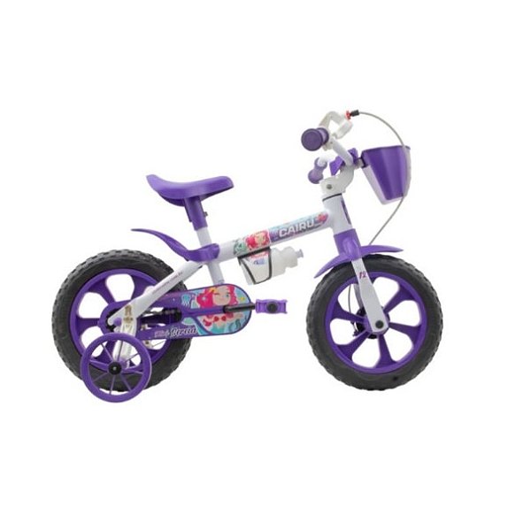 BICICLETA ARO 12 FEMININA CAIRU MINI SEREIA BRANCA/ROXO