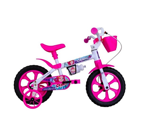 BICICLETA ARO 12 FEMININA CAIRU MINI SEREIA BRANCO/ROSA