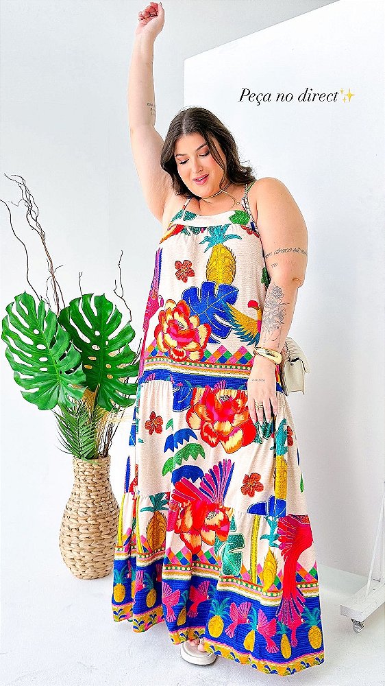| Vestido Longo Flores Planet |