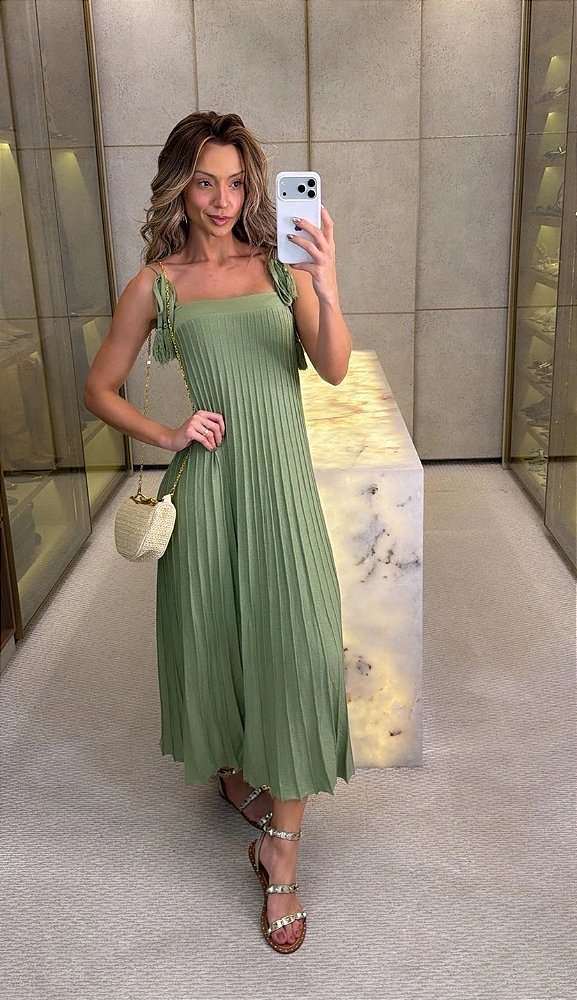 Vestido Tricot Plissado