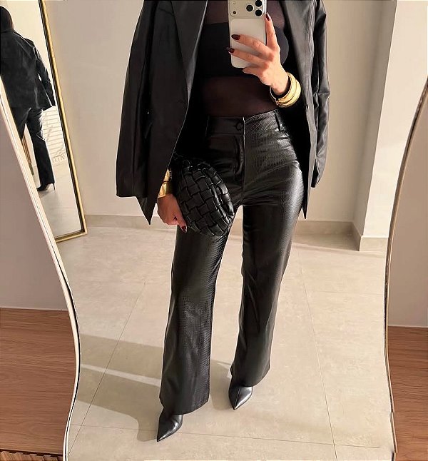 Calça Couro Croco