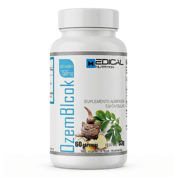 Ozem Block 60 Cápsulas Glucomannan para Saciedade, Emagrecimento e Intestino - Medical Nutrition