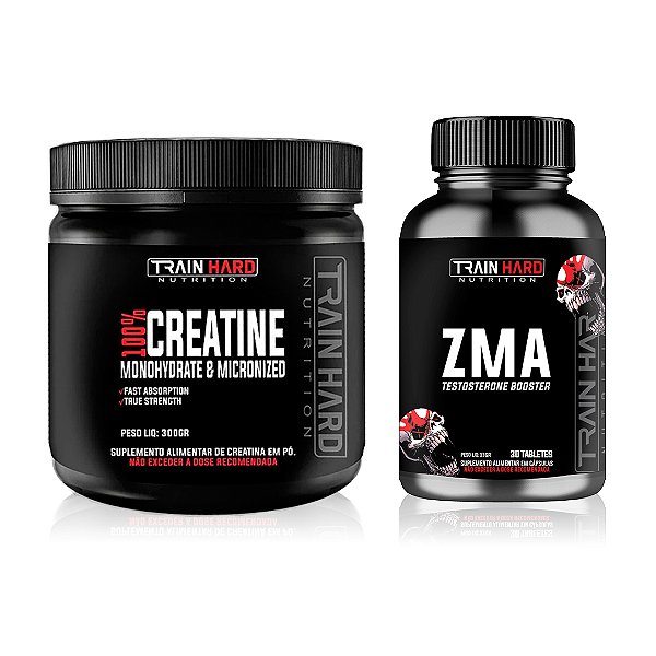 Combo Creatina Monohidratada Pura 300g + ZMA Testo Booster 30 Tabletes