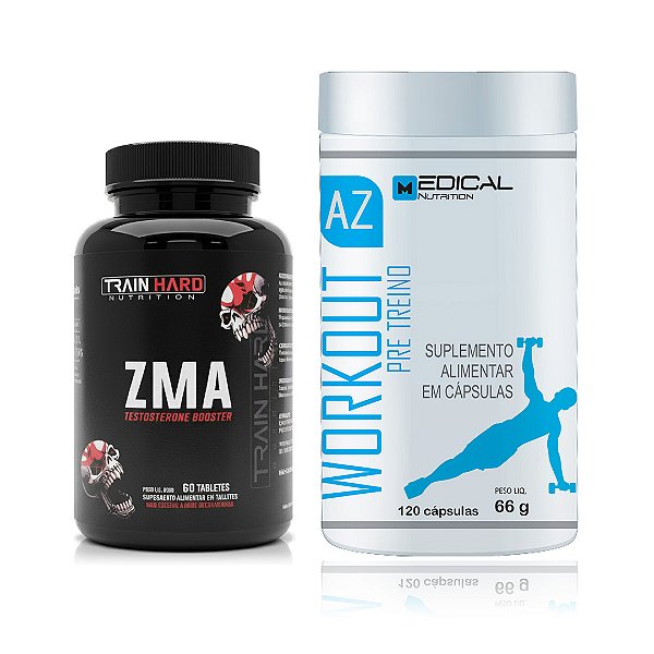 Combo Workout AZ 120 Cápsulas Pré Treino + ZMA Testo Booster 60 Cápsulas: Energia Prática e Recuperação Máxima