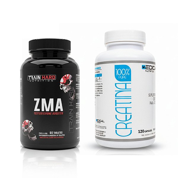 Combo Creatina Pura 120 Cápsulas + ZMA Testo Booster 60 Cápsulas