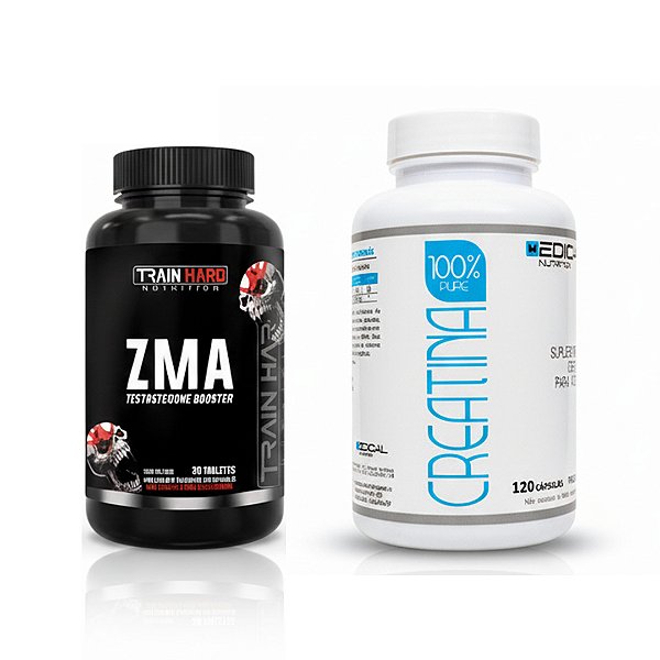 Combo Creatina Pura 120 Cápsulas + ZMA Testo Booster 30 Tabletes