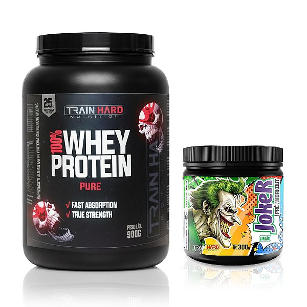 Combo Whey Protein Concentrado 900g + Joker Pré Treino 300g | Energia e Foco Extremos | Ganho e Recuperação Muscular