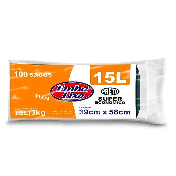 Saco de Lixo 15L Plus