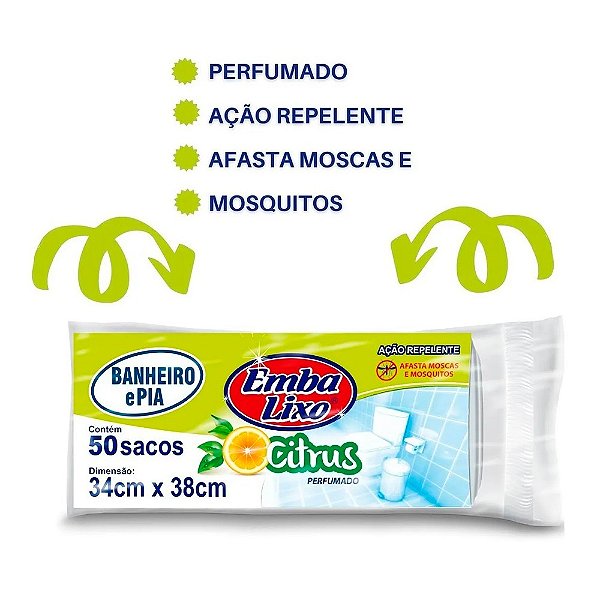 Saco de Lixo Pia e Banheiro Neutralizador de Odores Citrus