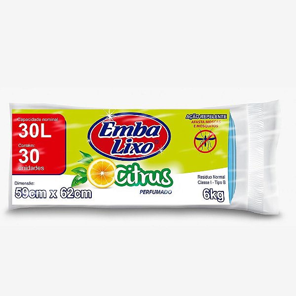 Saco de Lixo 30L Neutralizador de Odores Citrus
