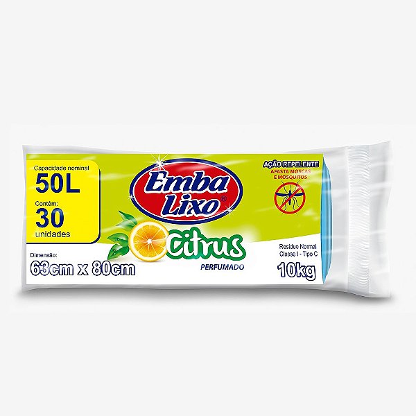 Saco de Lixo 50L Neutralizador de Odores Citrus