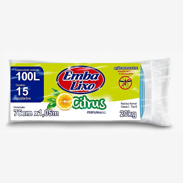 Saco de Lixo 100L Neutralizador de Odores Citrus