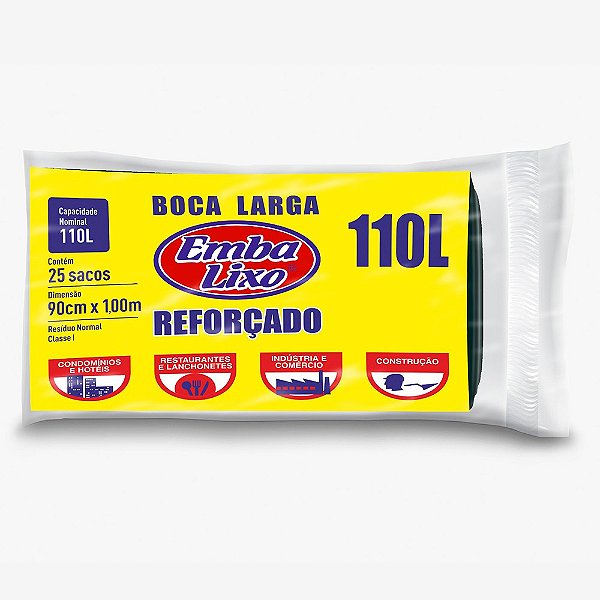 Saco de Lixo 110L Reforçado