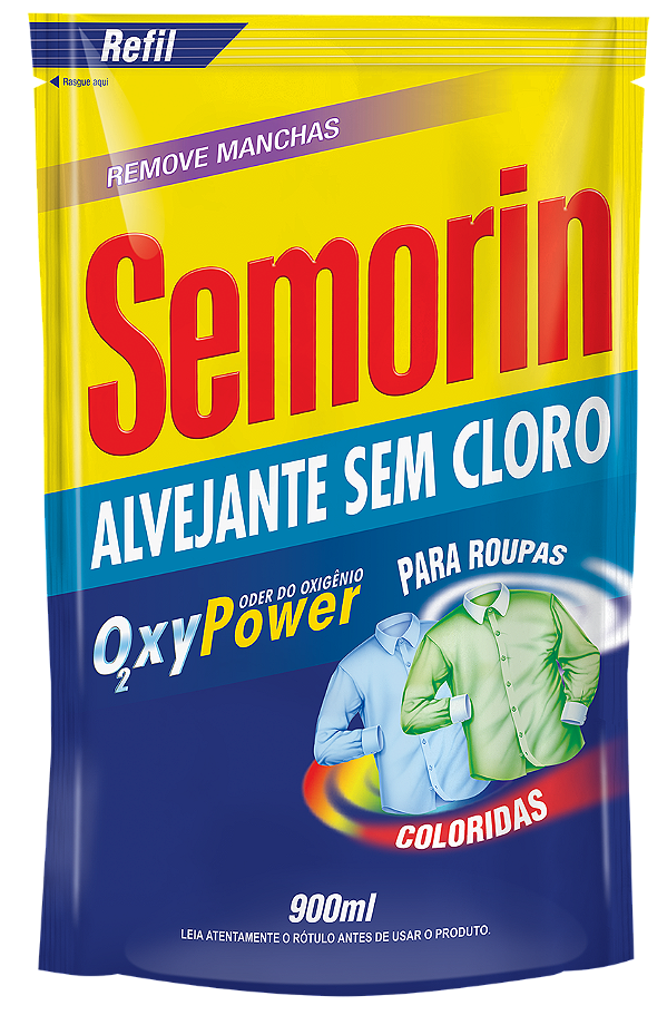 Alvejante Sem Cloro Lava Roupas Semorin 900ml Refil Oxy Power