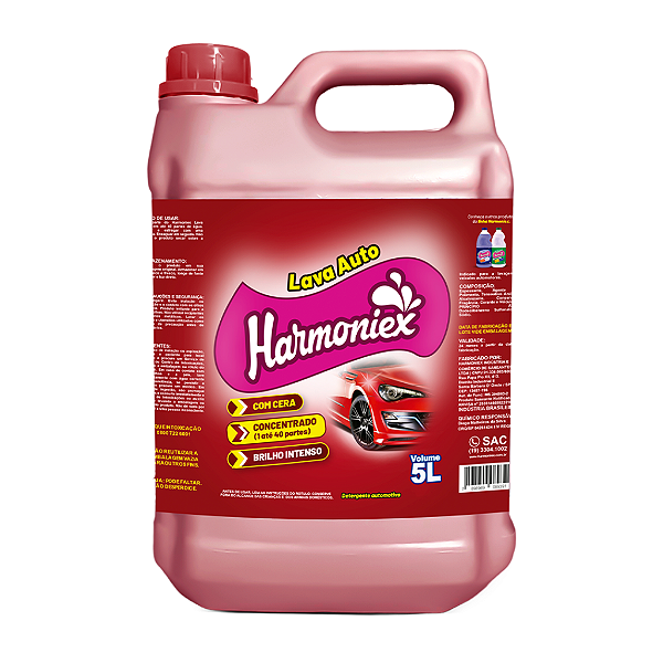 Detergente Automotivo Lava Carro Concentrado Com Cera Harmoniex 5L