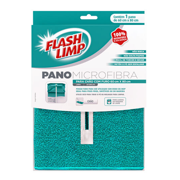 Pano Microfibra Para Chão com Furo 60cmx80cm Flash Limp